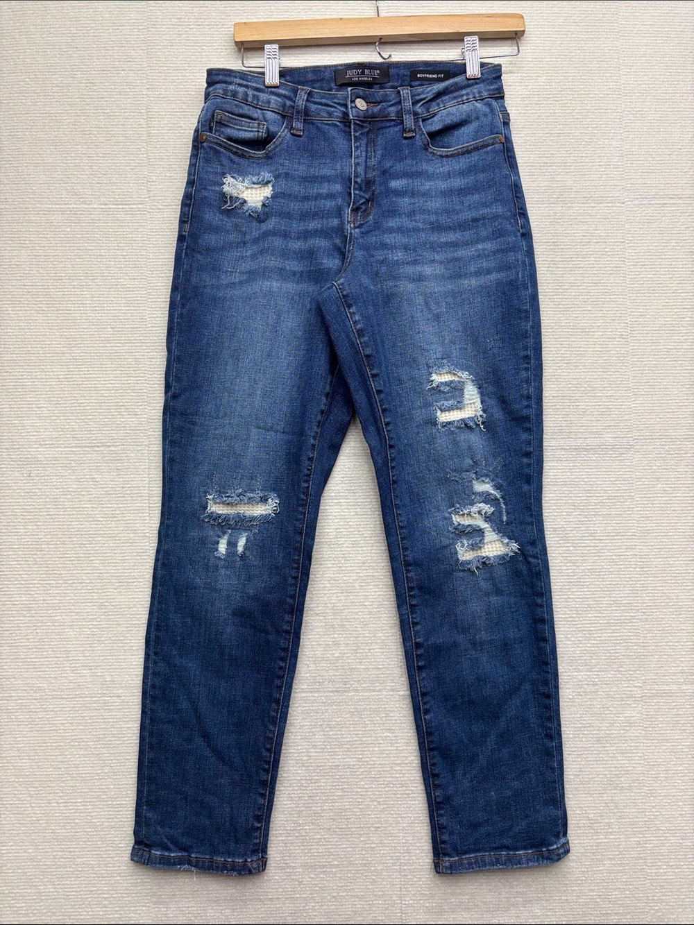 Judy Blue Medium Dark Blue Distressed Boyfriend Jeans 5 27